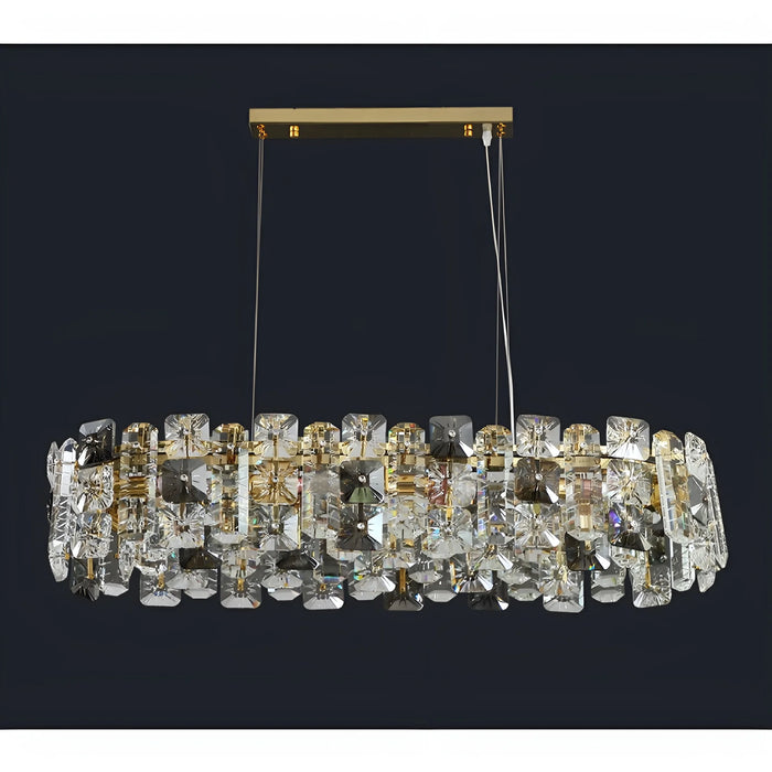 Oudenaarde | Gold Oval Luxury Crystal Hanging Chandelier for Dining Room