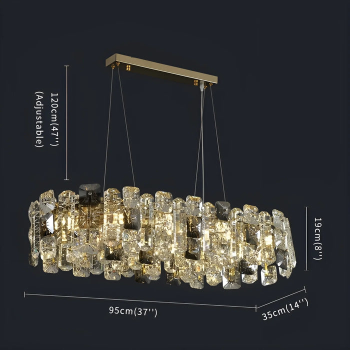 Oudenaarde | Gold Oval Luxury Crystal Hanging Chandelier for Dining Room