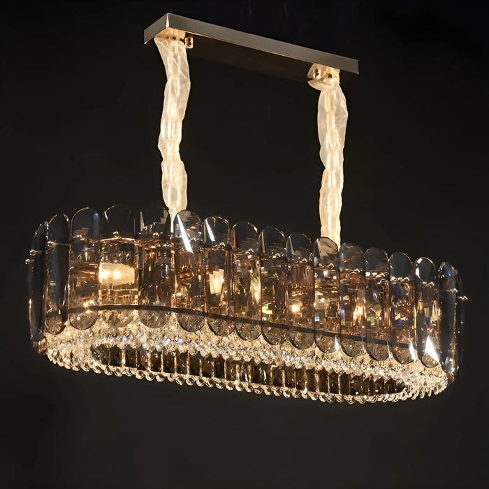 Pietra Ligure | Rectangular Golden Crystal Chandelier for Living Room