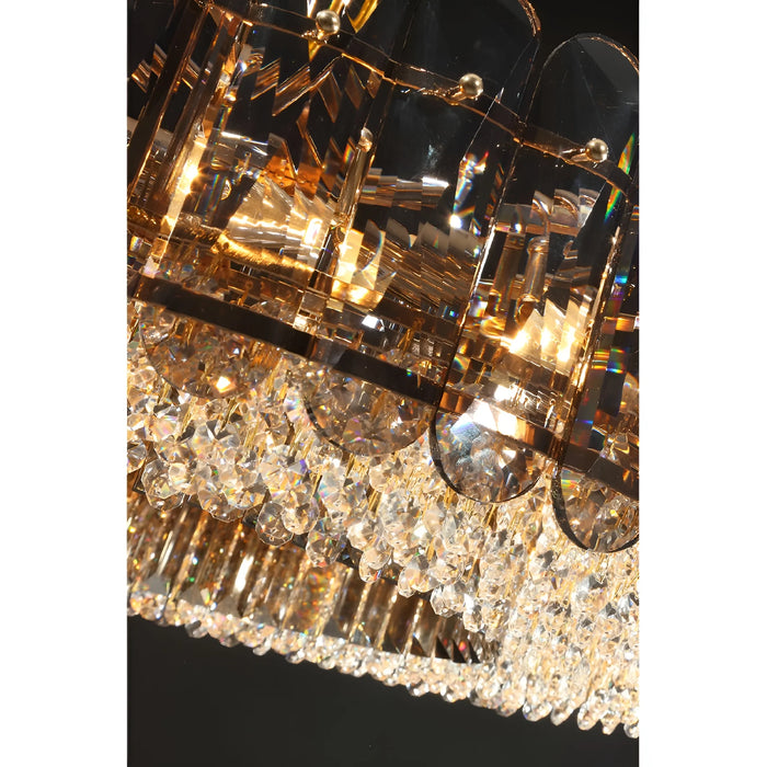 Pietra Ligure | Rectangular Golden Crystal Chandelier for Living Room