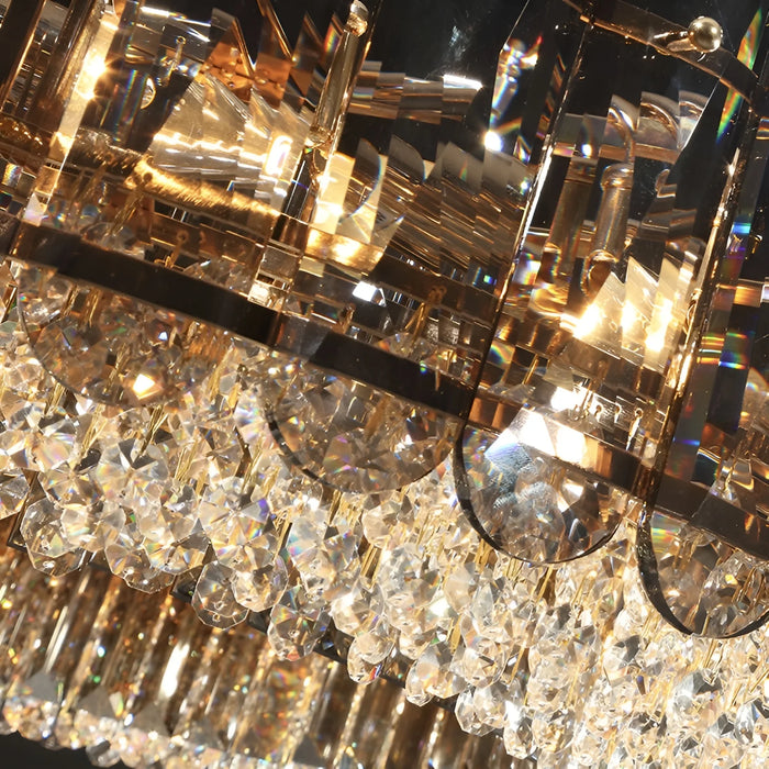 Pietra Ligure | Rectangular Golden Crystal Chandelier for Living Room