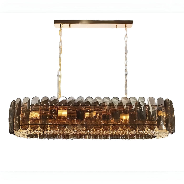 Pietra Ligure | Rectangular Golden Crystal Chandelier for Living Room