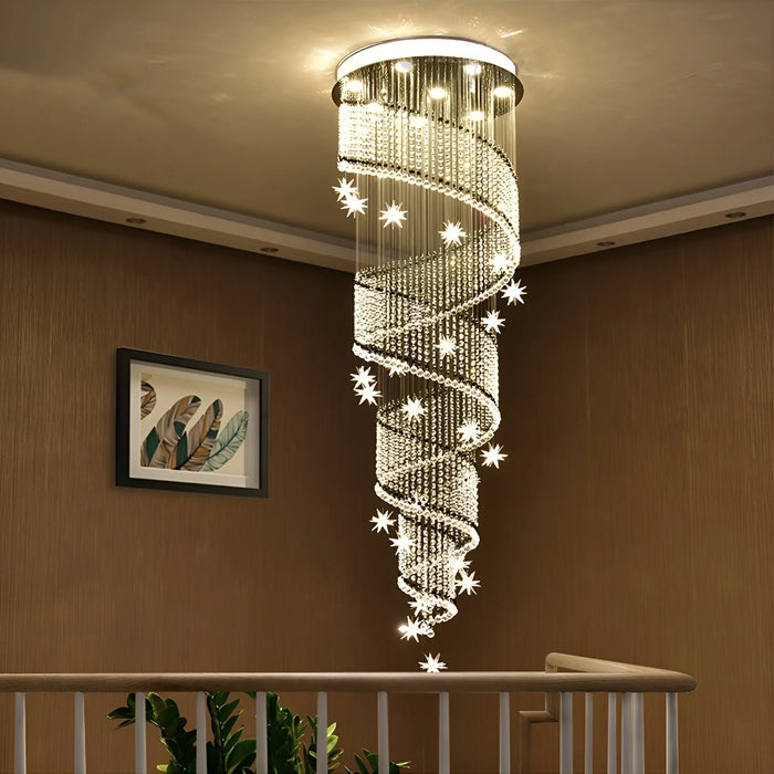 Revest-les-Roches | Meteor Star Crystal Spiral Ceiling Chandelier