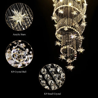 Revest-les-Roches | Meteor Star Crystal Spiral Ceiling Chandelier