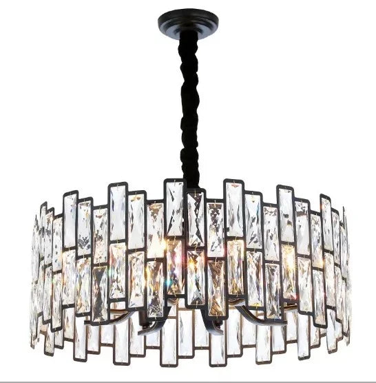 Montreux | Modern Drum Black Crystal Chandelier for Living Room