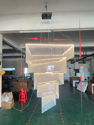 Custom Order Toudon | Outstanding Silver/Gold Long Chain Chandelier 15ft