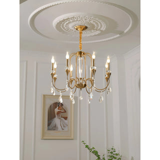 Imperial Crystal Chandelier installed with decorative ceiling medallion