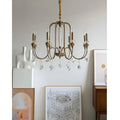 Imperial Crystal Chandelier full front view with curved brass arms and hanging crystals