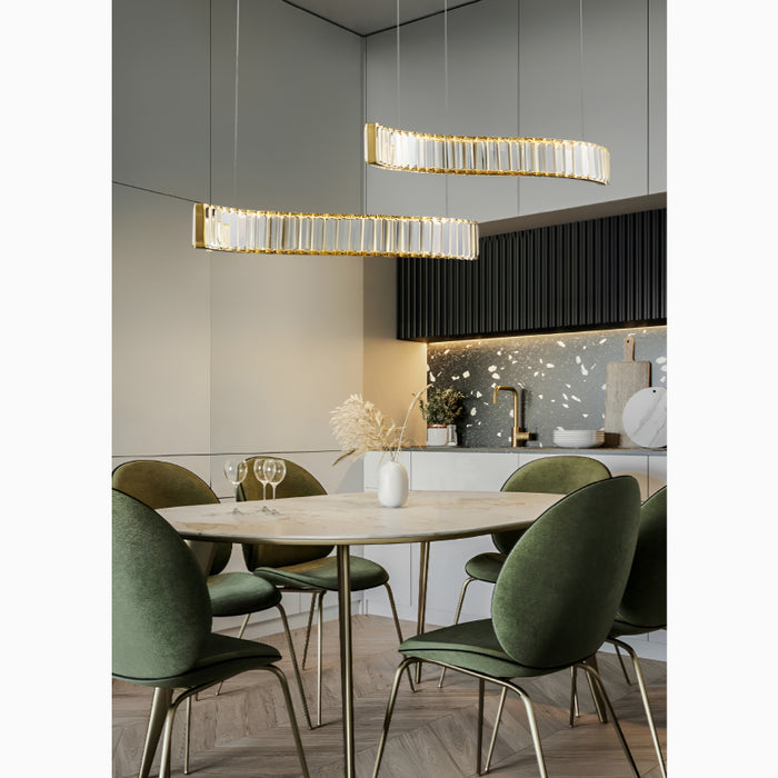 Induno Olona | Modern Crystal S-shaped LED Chandelier for Living Room, Bedroom, Study