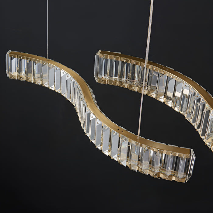 Induno Olona | Modern Crystal S-shaped LED Chandelier for Living Room, Bedroom, Study