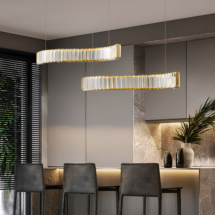 Induno Olona | Modern Crystal S-shaped LED Chandelier for Living Room, Bedroom, Study