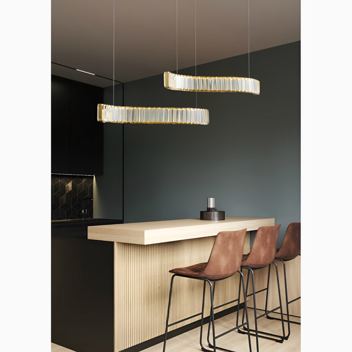 Induno Olona | Modern Crystal S-shaped LED Chandelier for Living Room, Bedroom, Study