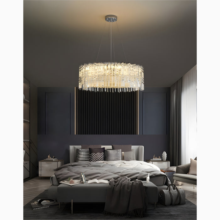 MIRODEMI Modern Luxury Drum Crystal LED Chandelier in Creative Design for Living Room, Bedroom 