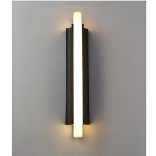 Top view of modern waterproof wall light with glowing LED panel