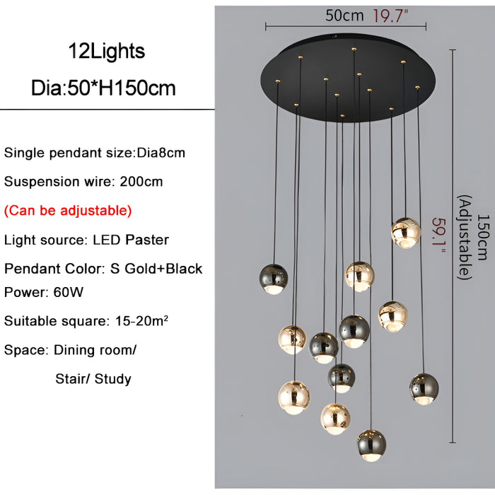 Laigueglia | Crystal LED Chandelier with Hanging Balls Parameters