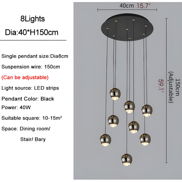 Laigueglia | Crystal LED Chandelier with Hanging Balls Sizes