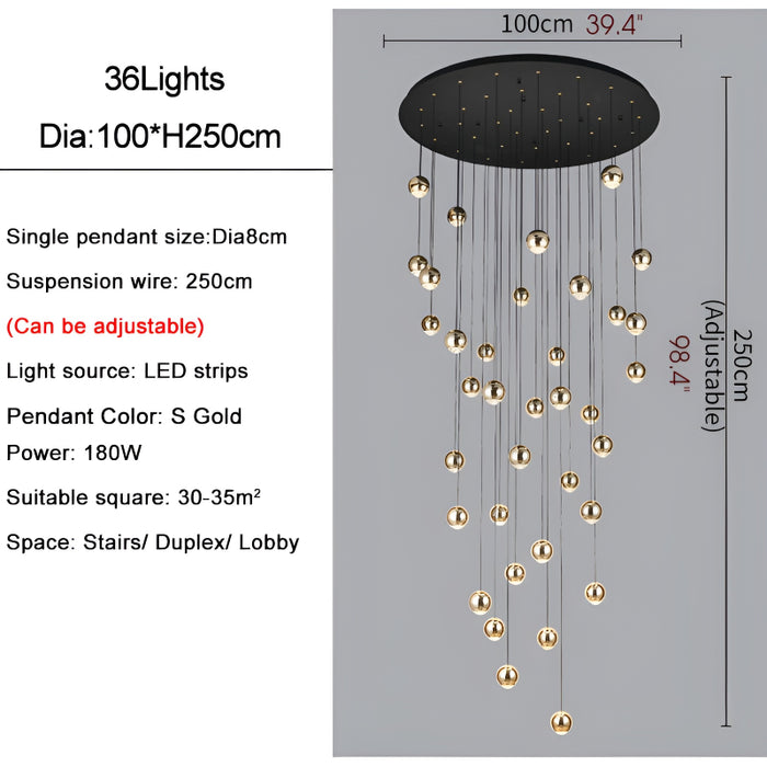 Laigueglia | Crystal LED Chandelier with Hanging Balls 36 Lights