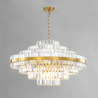 Round|Chandelier|Steel|Gold|Bedroom|Dining|Living|Non-dimmable|Large|Crystal