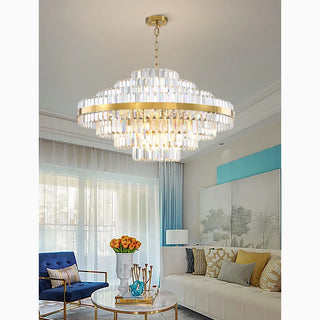 Chandelier|Large|Hanging|Luxury|Chic|Round|Gold|Steel|Modern|LED|Elegant|Living|Dining|Bedroom|Room