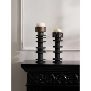 Portoro marble|Black natural travertine|Candle Holder|Elegant decor