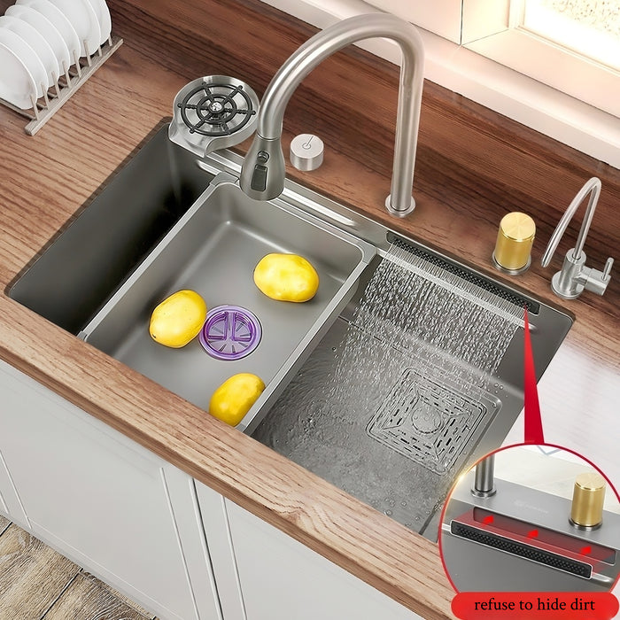 MIRODEMI® Large Single Slot 304 Stainless Steel Sink with Multifunction Touch Faucet for Kitchen