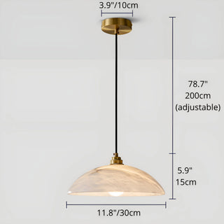 Lunara alabaster pendant light 11.8 inches 30 cm - elegant brass ceiling lamp with natural stone shade and adjustable 78.7 inches 200 cm cord