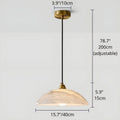 Lunara alabaster pendant light 15.7 inxhes 40 cm with brass canopy and long adjustable hanging cord, natural stone lampshade