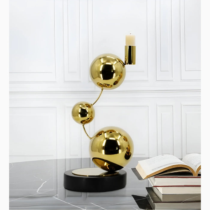 Gold|Steel|Balls|Candle|Holder|Luxury|Living|Bedroom|Dining