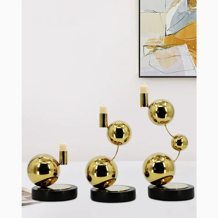 Gold|Steel|Balls|Candle|Holder|Luxury|Living|Bedroom|Dining