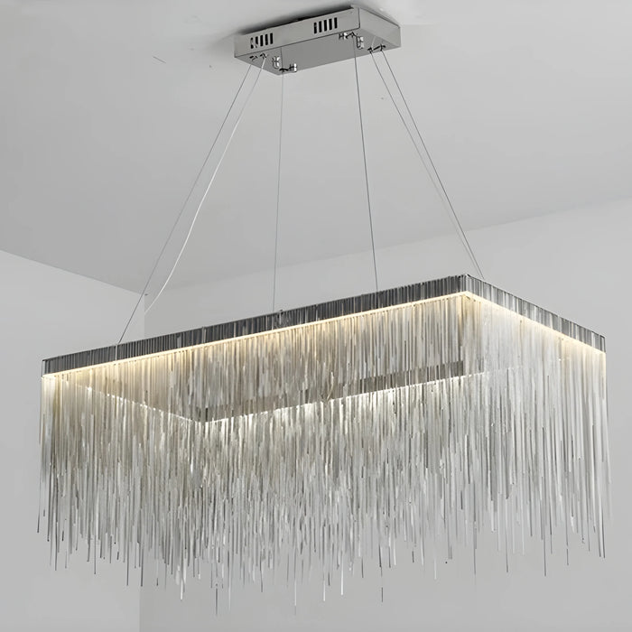 Silver|Square|Hanging|Pendant|Chandelier|Living|Bedroom