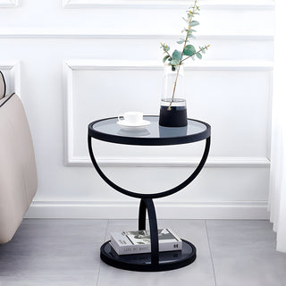 Designer Small Side Table in Tempered Glass with Elegant Geometry | modern furniture | luxury side tables | small decor tables | glass top