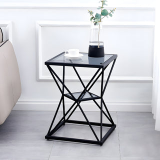 Modern Geometric Glass Side Table for Stylish Interiors | luxury decor | tempered glass tables | small accent tables | geometric design