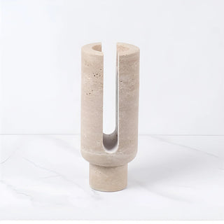 Travertine|Vintage|Candle|Holder|Elegant|Beige|Luxury