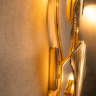 Modern|Gold|Silver|Leaf|Leaves|Luxury|LED|Sconce|Wall|Lamp