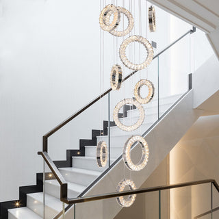 Hanging LED crystal lamp for staircase, lobby, living space, stairwell