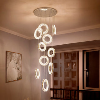 Hanging LED crystal lamp for staircase, lobby, living space, stairwell