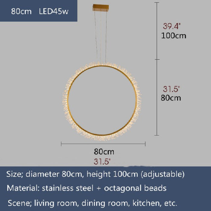 MIRODEMI® Lovely Modern Crystal LED Pendant Light in the Shape of Rings for Home Cool Light / Dia15.7+23.6+31.5" / Dia40.0+60.0+80.0cm