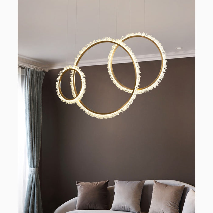 MIRODEMI® Modern Perfect Crystal LED Pendant Light in the Shape of Rings for Living Room and Bedroom Cool Light / Dia15.7+23.6+31.5" / Dia40.0+60.0+80.0cm