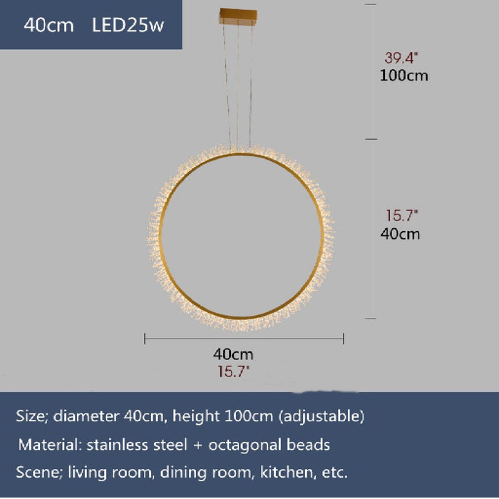 MIRODEMI® Gorgeous Modern Crystal LED Pendant Light in the Shape of Rings for Bedroom and Living Room Cool Light / Dia15.7+23.6+31.5" / Dia40.0+60.0+80.0cm