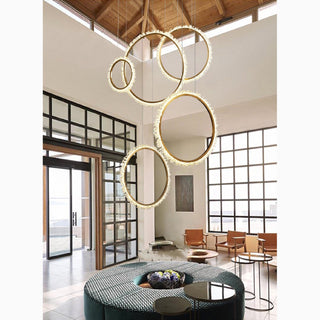 MIRODEMI® Modern Minimalistic Crystal LED Pendant Light in the Shape of Rings for Living Room Cool Light / Dia15.7+23.6+31.5" / Dia40.0+60.0+80.0cm