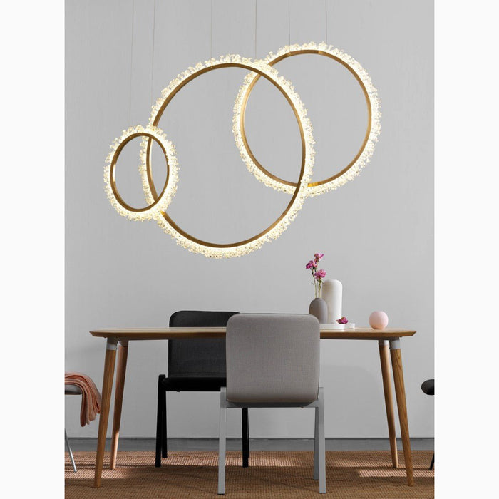 MIRODEMI® Perfect Modern Crystal LED Pendant Light in the Shape of Rings for Living Room Cool Light / Dia15.7+23.6+31.5" / Dia40.0+60.0+80.0cm
