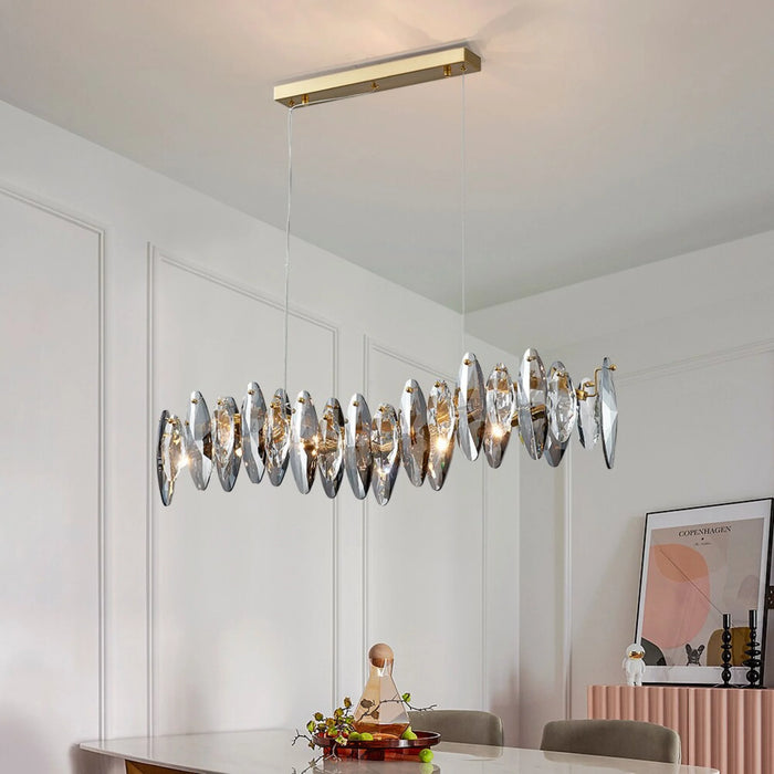 MIRODEMI® Aarschot | Wave Design Chrome Crystal Chandelier for Dining Room