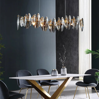 MIRODEMI® Aarschot | Wave Design Chrome Crystal Chandelier for Dining Room