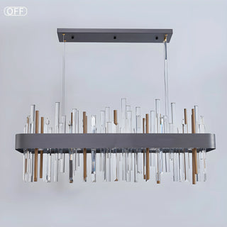 MIRODEMI Abano Terme | Gold And Black Rectangle Crystal Chandelier for Living Room