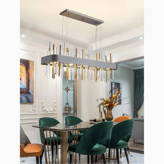 MIRODEMI Abano Terme | Gold And Black Rectangle Crystal Chandelier for Dining Room