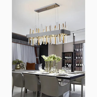 MIRODEMI Abano Terme | Gold And Black Rectangle Crystal Chandelier for Home