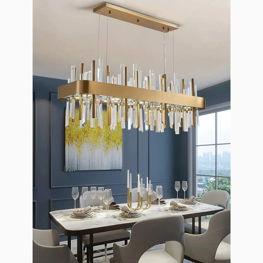 MIRODEMI® Abano Terme | Gold And Black Rectangle Crystal Chandelier for House
