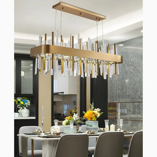 MIRODEMI Abano Terme | Perfect Gold And Black Rectangle Crystal Chandelier for Dining Room