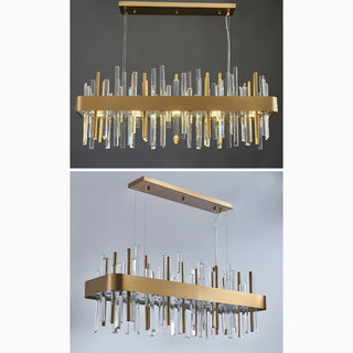 MIRODEMI Abano Terme | Wonderful Gold And Black Rectangle Crystal Chandelier for Dining Room