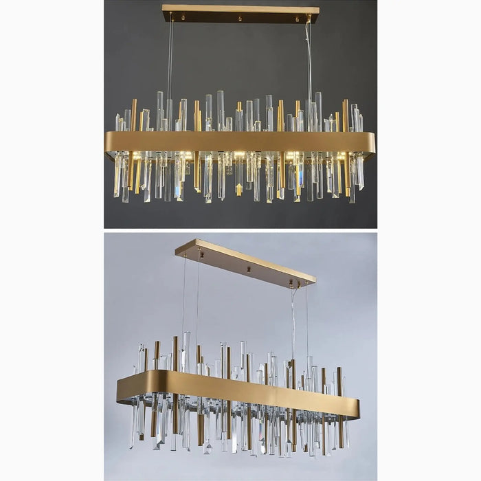 MIRODEMI® Abano Terme | Wonderful Gold And Black Rectangle Crystal Chandelier for Dining Room